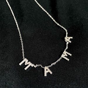Silvertone Mama lettered necklace